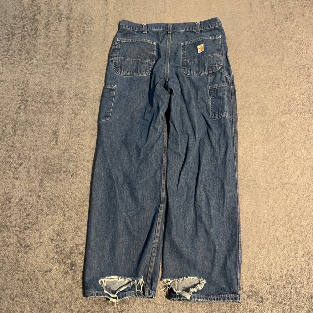 Carhartt Carpenter Jeans Mens 34x32 Baggy Denim Distressed Workwear